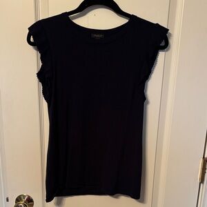 Ann Taylor Factory Dark Navy Ruffle Tank Top